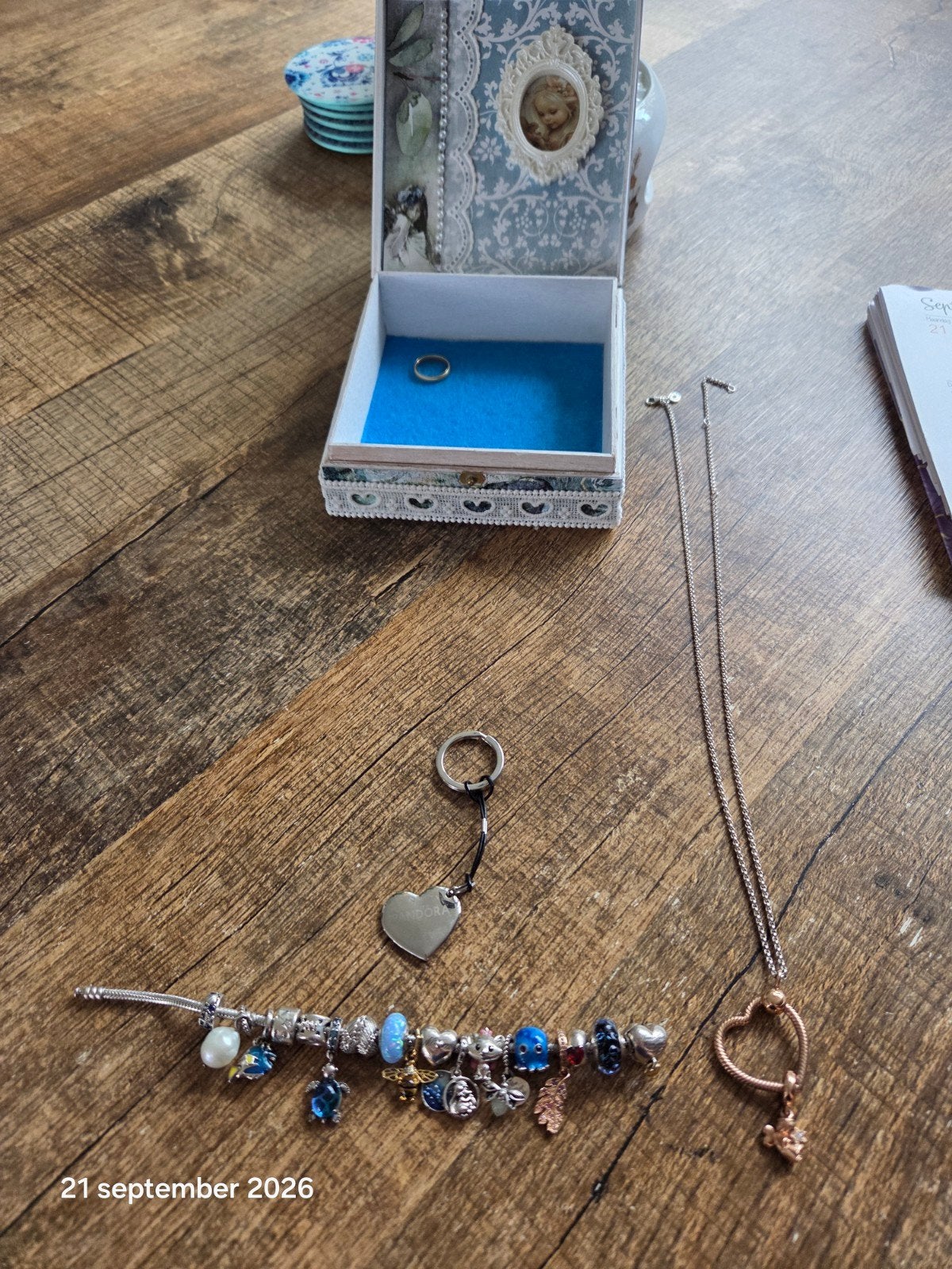 Pandora set arband, ketting, Verzenden, Nieuw, Met edelsteen, Goud