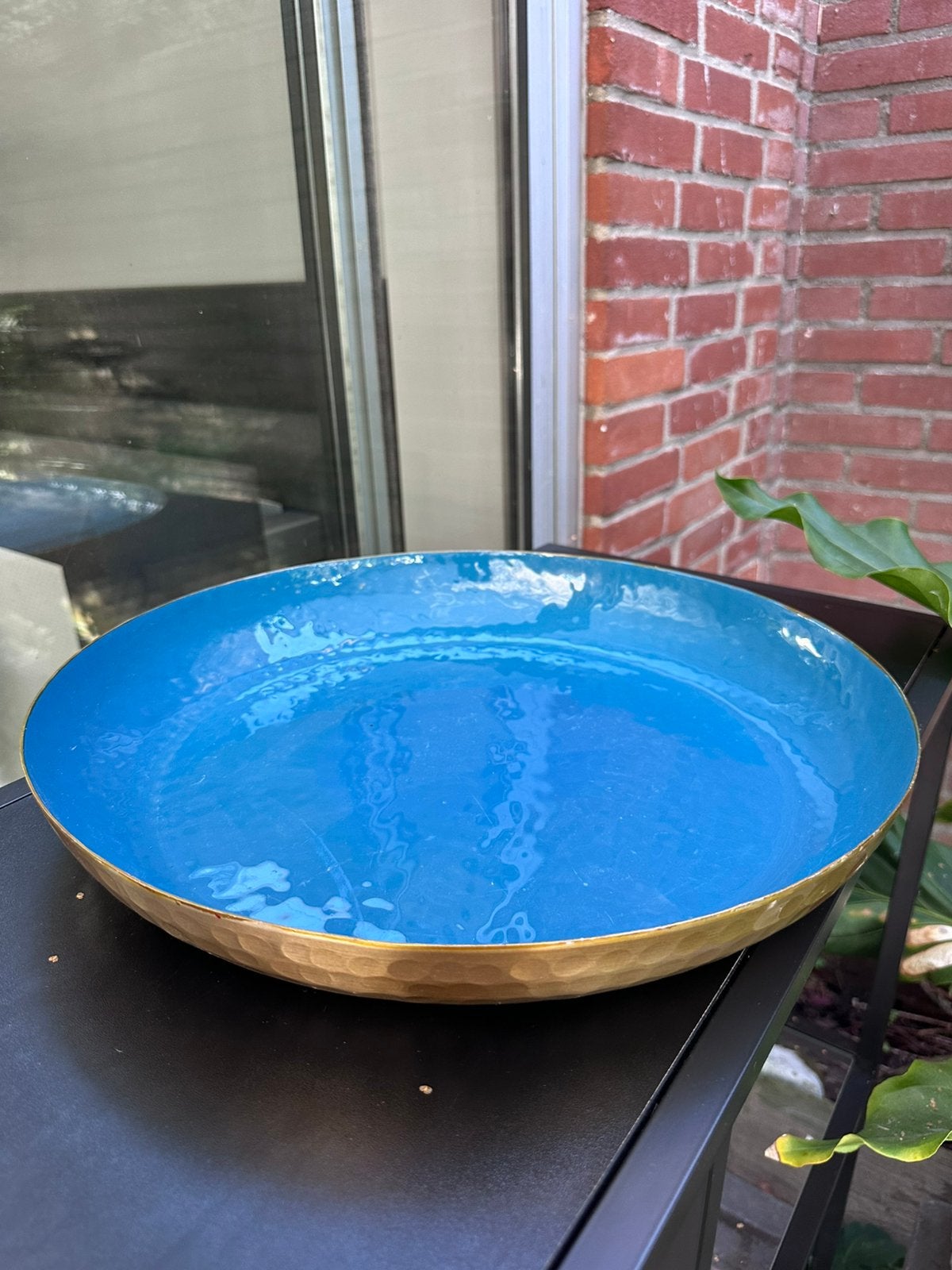 Grote pip studio schaal rond blauw en goud, Ophalen, Gebruikt, Rond, Metaal
