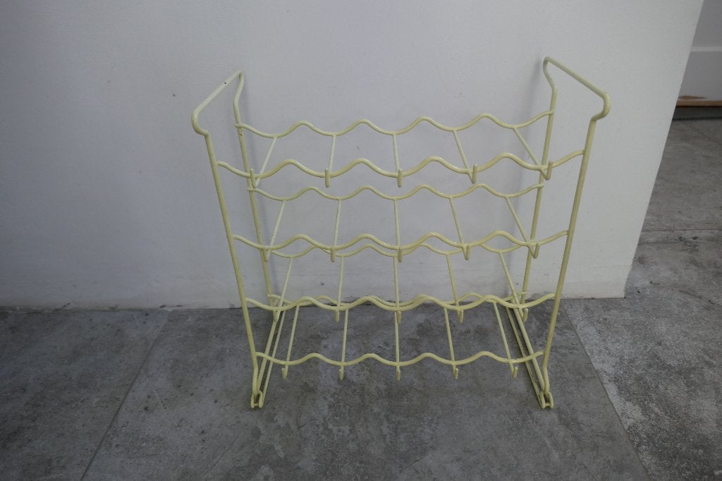 Vintage Tomado wijnrek voor 20 flessen zacht geel stapelbaar, Huis en Inrichting, Woonaccessoires | Wijnrekken, Gebruikt, 15 tot 25 flessen