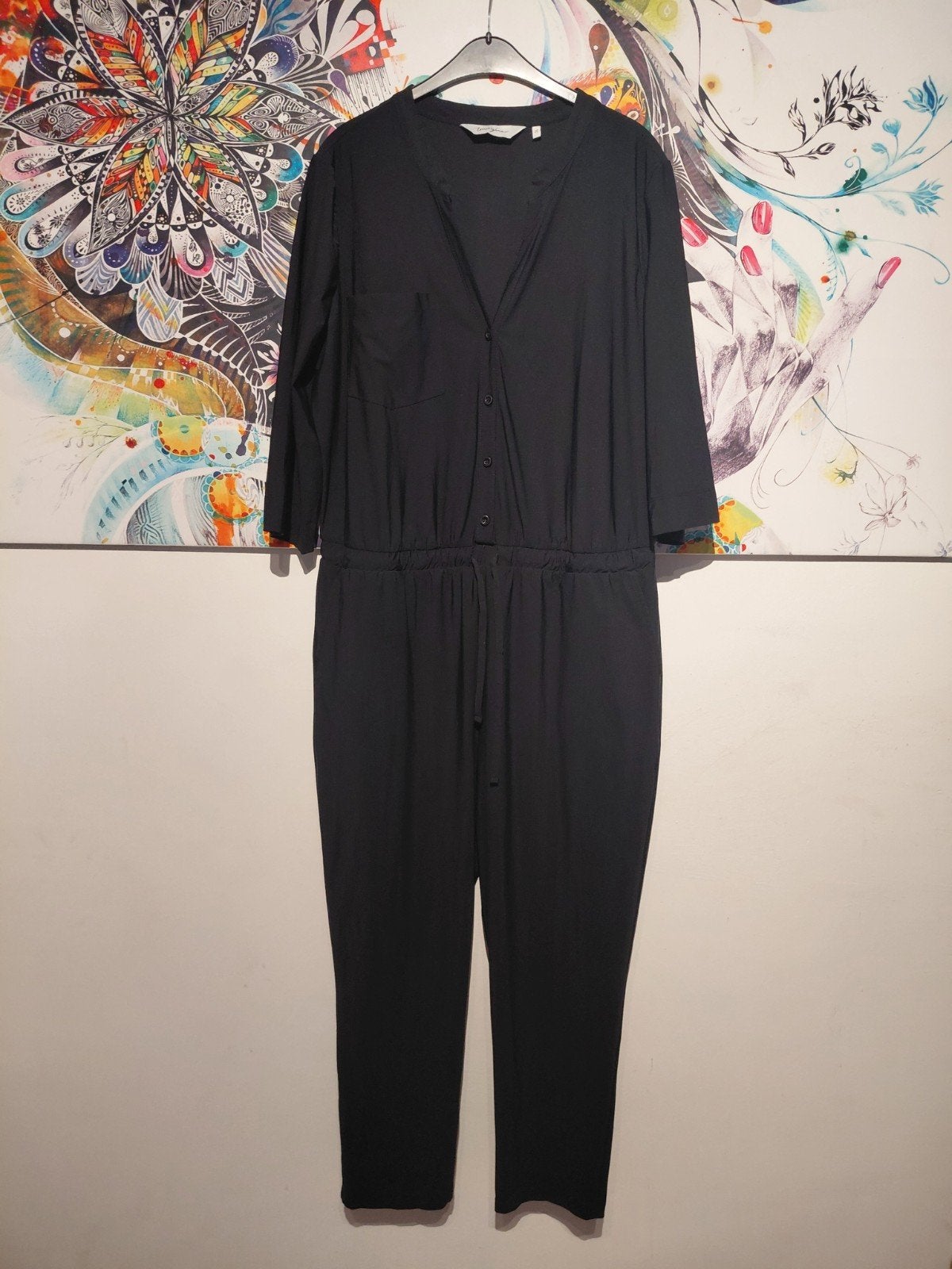Zwarte travelstof jumpsuit Imagine maat 46, Zwart, Maat 46/48 (XL) of groter, Imagine, Ophalen of Verzenden
