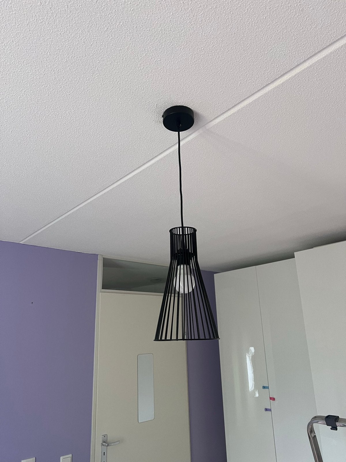 Plafondlamp met kap van IKEA en plafondplaat van Hornbach, Ophalen, Gebruikt, Metaal, E27 (groot)