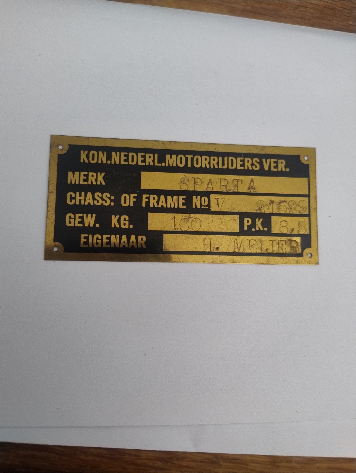🔴 oud plaatje  Kon. Nederl. Motorrijders Ver. Sparta 8,5 PK, Fietsen en Brommers, Brommeronderdelen | Oldtimers, Ophalen of Verzenden