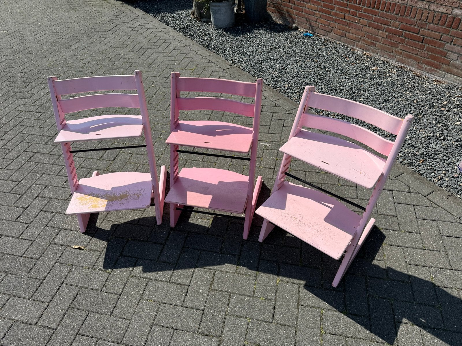 3x Stokke Tripp Trapp kinderstoelen - Roze, Ophalen, Gebruikt, Meegroeistoel, Aanschuifbaar