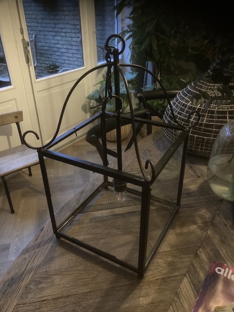 Unieke lamp uit oude collectie Riviera Maison, Ophalen, 50 tot 75 cm, Zo goed als nieuw, Glas