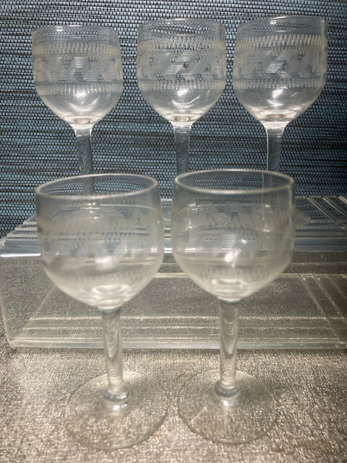 5 Borrelglaasjes Leerdam/Kristal Unie Griekse Sleutel 9,5cm, Antiek en Kunst, Ophalen of Verzenden