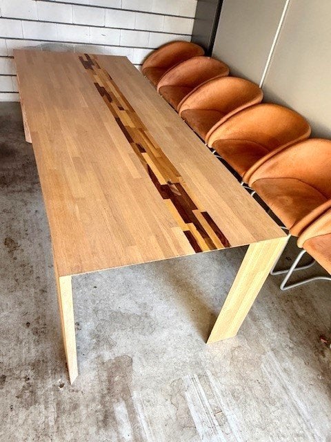 DESIGN-VINTAGE MASSIEVE, EIKEN EETTAFEL ca 90x240cm >>BIEDEN, Huis en Inrichting, Ophalen, 200 cm of meer, 50 tot 100 cm, Zo goed als nieuw