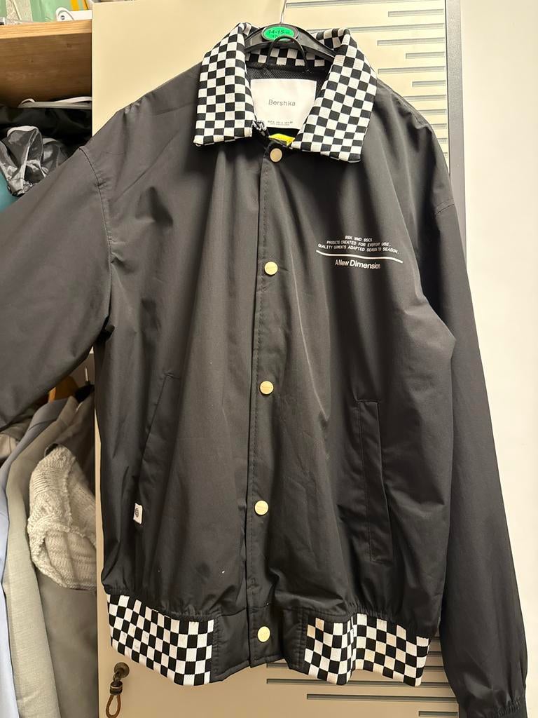 Bershka Zwart Geruit Bomberjack met Kraag, Ophalen of Verzenden, Zo goed als nieuw, Maat 48/50 (M), Zwart