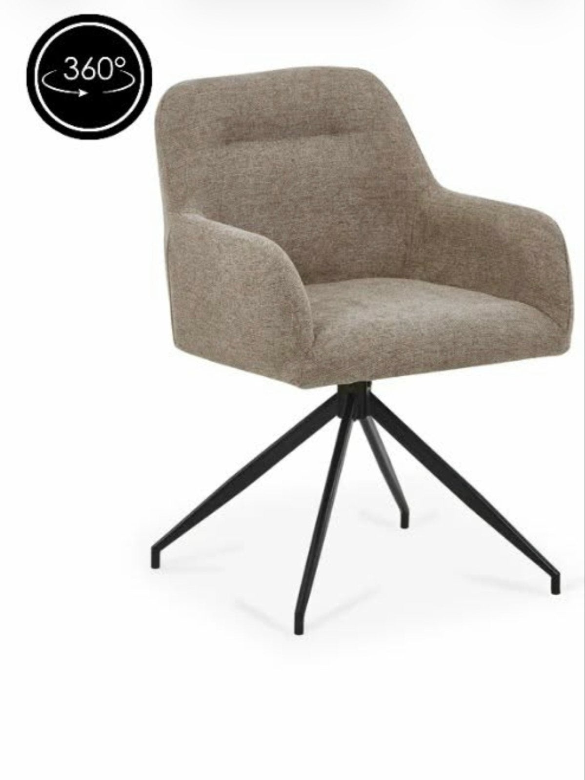 Moderne draaibare eetkamerstoel - Beige stof, zwart onderste, Ophalen, Overige kleuren, Nieuw, Vier