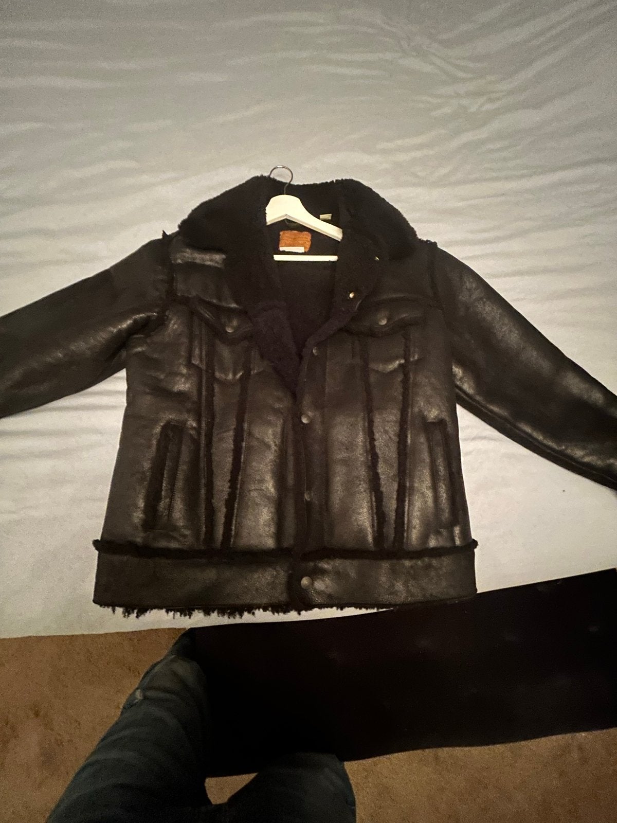 Levi's Premium Sherpa Trucker Jacket Zwart Maat L, Ophalen of Verzenden, Zo goed als nieuw, Maat 52/54 (L), Zwart