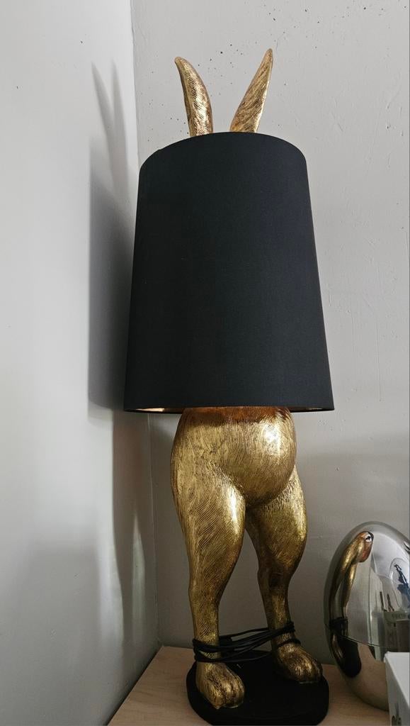Tafellamp Hiding Bunny - Goud / Zwart, lamp, Ophalen, Overige materialen, Zo goed als nieuw, Modern, Speels, Design