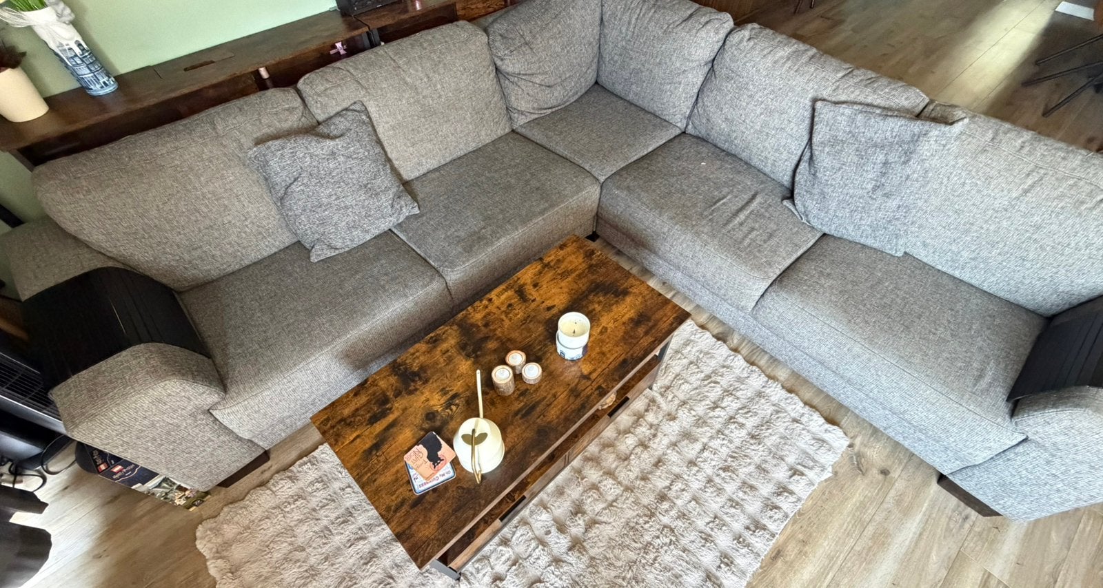 Grey L-Shaped Corner Sofa / Sectional – Good Condition, Ophalen
