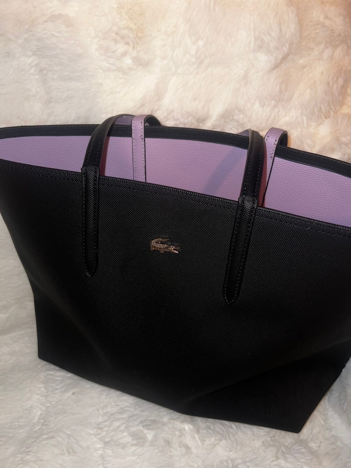 Lacoste Shopper Zwart/Lila - Omkeerbaar, Ophalen of Verzenden, Zo goed als nieuw, Zwart, Shopper