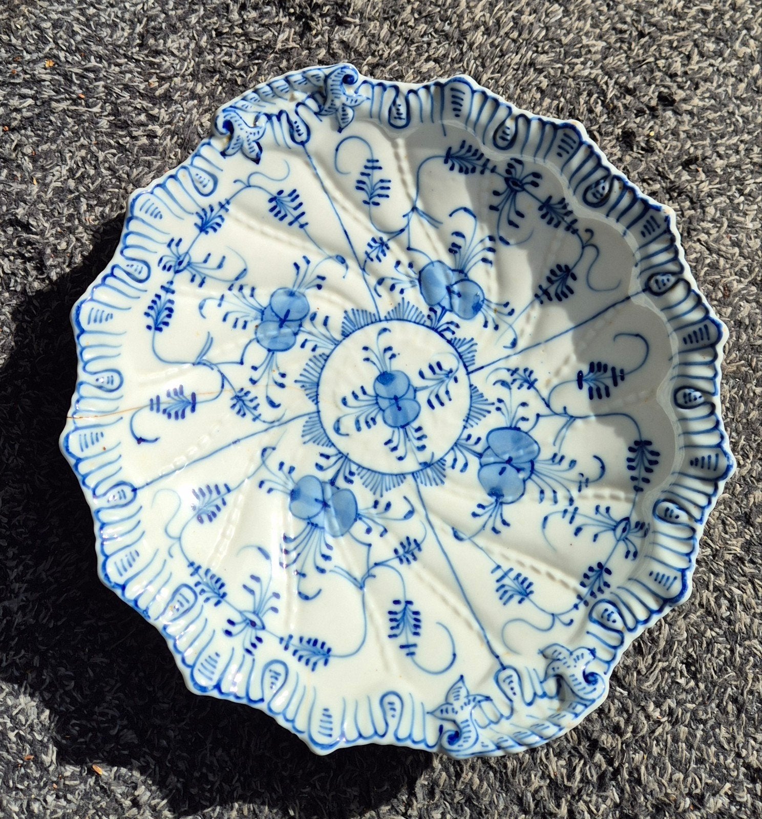 Antiek Delfts Blauw Schaal en Vijf Kleine Bordjes Set, Ophalen of Verzenden