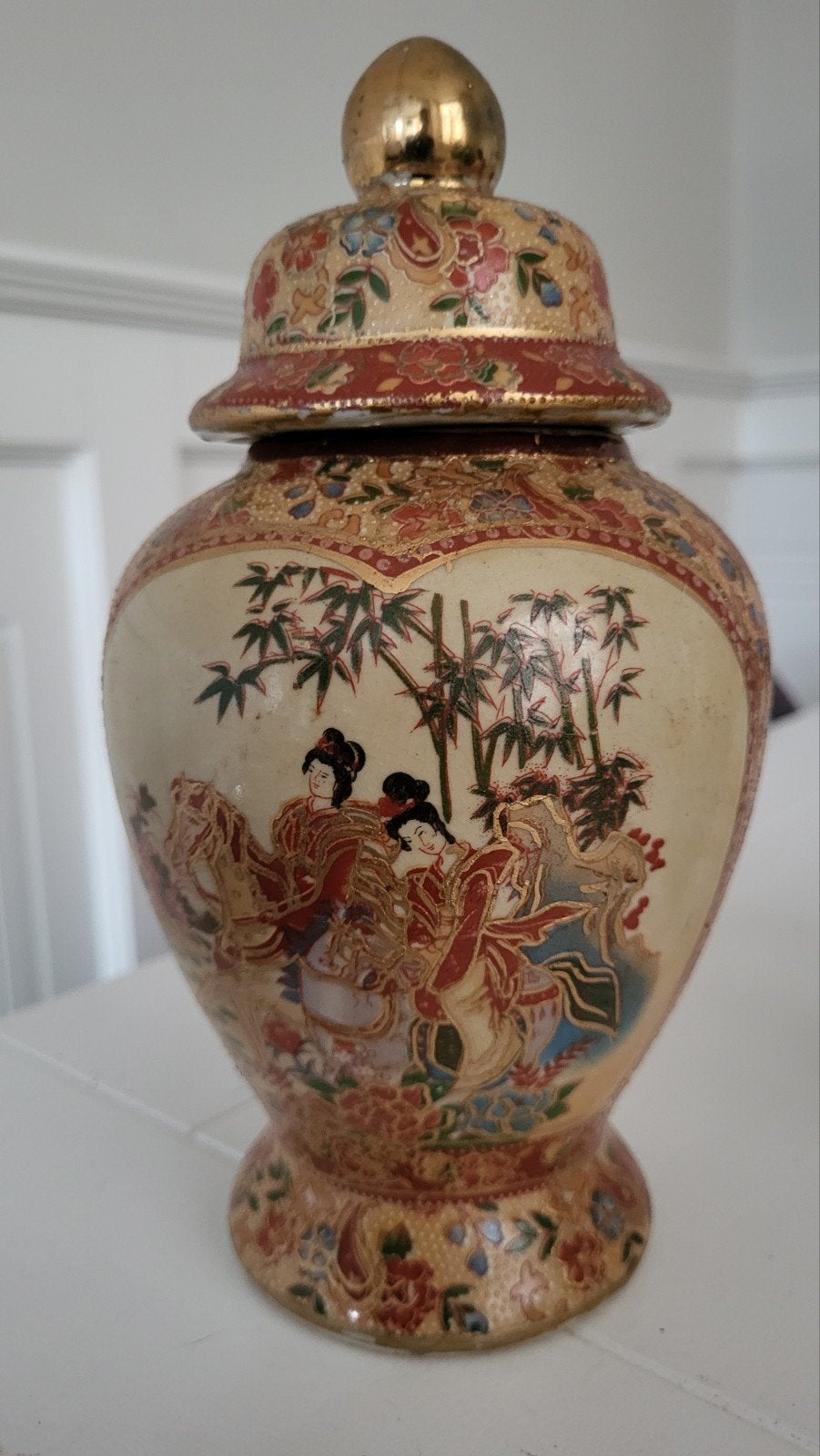Antieke Chinese gemberpot met deksel, handgeschilderd, Antiek en Kunst, Ophalen of Verzenden