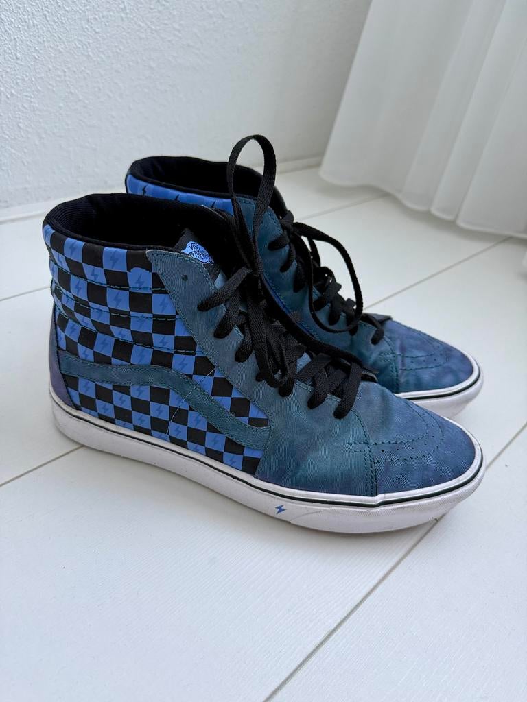 Vans Sk8-Hi Sneakers met Bliksemprint en Checkerboard, Blauw, Ophalen of Verzenden, Sneakers of Gympen, Gedragen