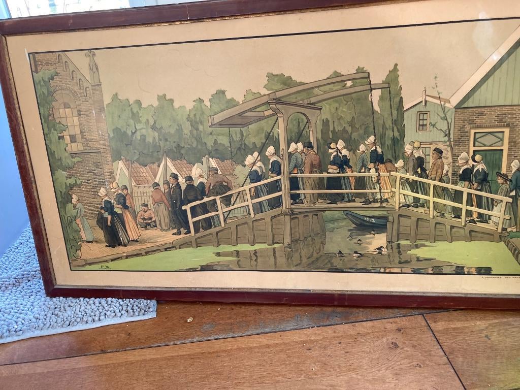 Antieke schoolplaat, Antiek en Kunst, Antiek | Schoolplaten, Verzenden, Natuur en Biologie