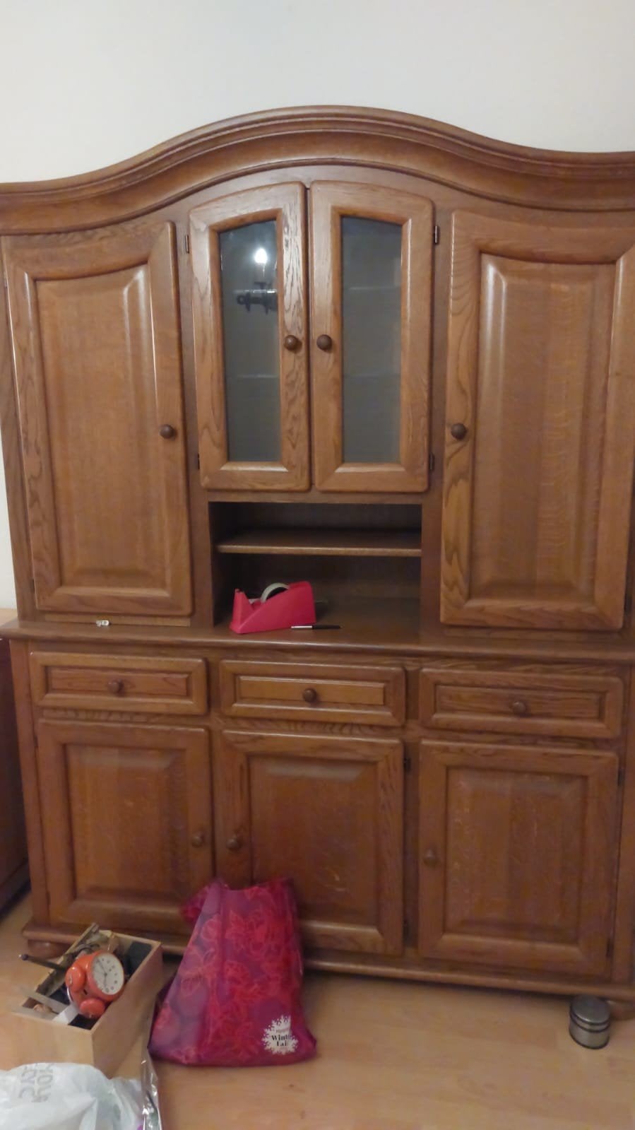 Massief eiken dressoir/vitrinekast GRATIS, Ophalen of Verzenden, Gebruikt