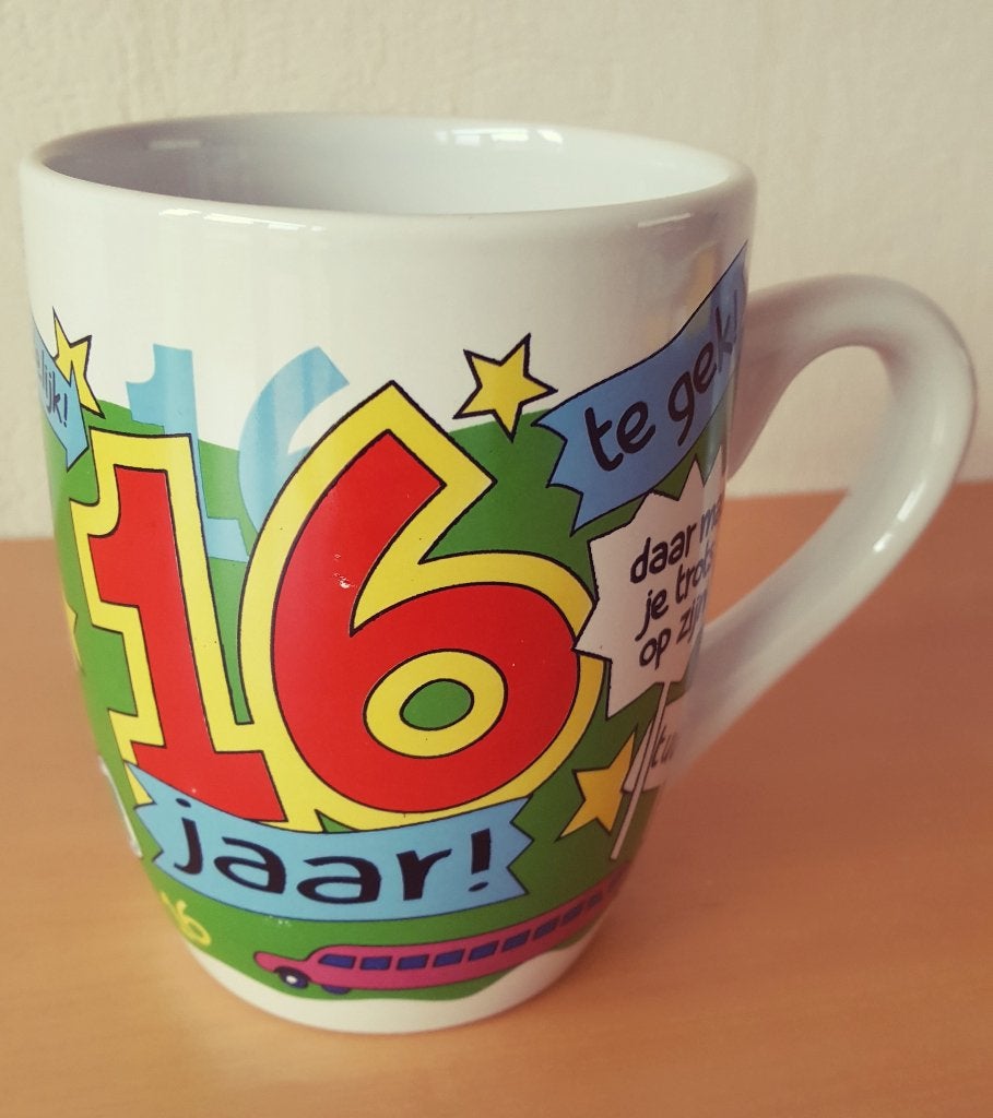 Mok Sweet 16 - verjaardag/leeftijdbeker - cadeau mok - NIEUW, Ophalen, Nieuw, Feestartikel, Verjaardag