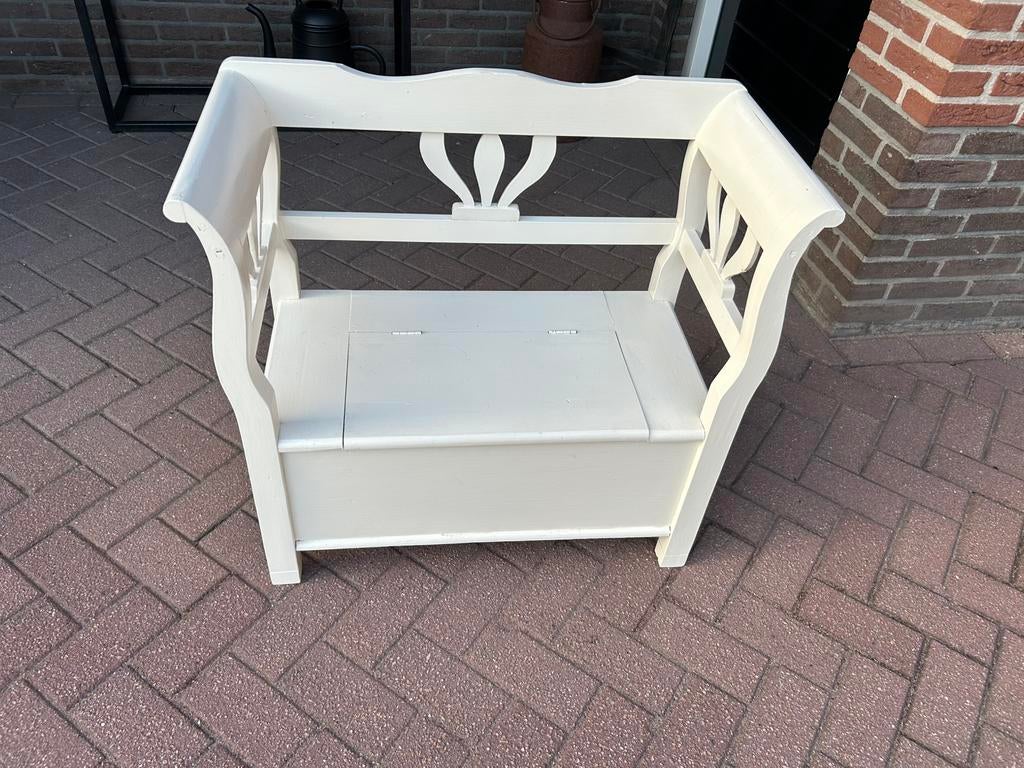 Wit klepbankje, Ophalen, Gebruikt, 75 tot 100 cm, Rechthoekig