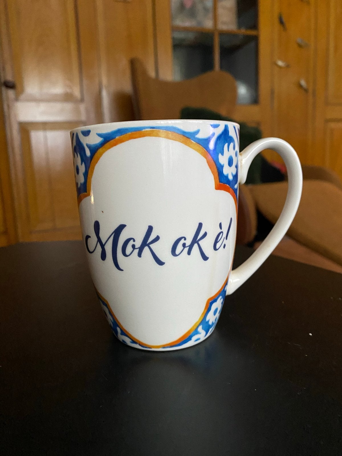 Mok oké! Zeeland mok met Zeeuwse tekst 2 stuks, Gebruikt, Overige merken, Keramiek, Overige stijlen