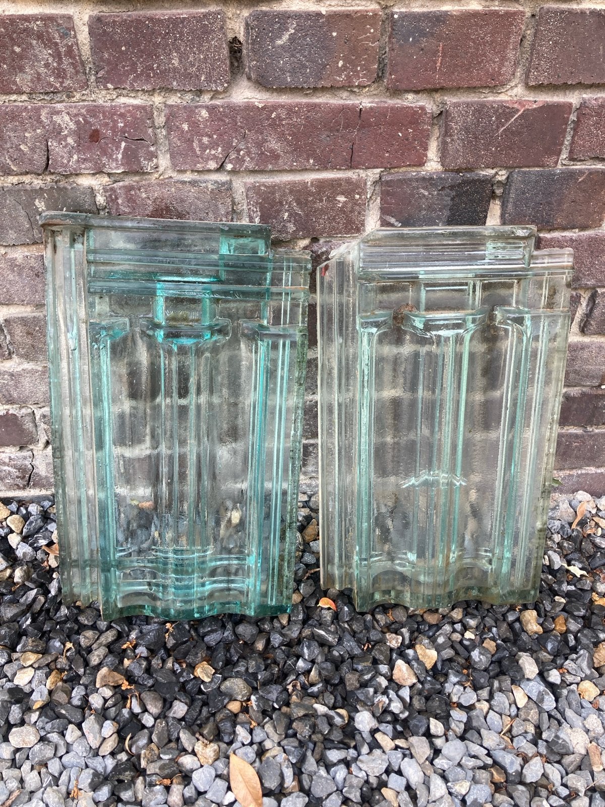 2 glazen dakpannen 42x24 cm - 1 met lichte beschadiging, Doe-het-zelf en Verbouw, Ophalen, Overige materialen, Gebruikt, Overige kleuren