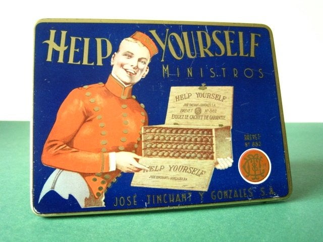 Help Yourself sigaren blik Holland 1930, Verzamelen, Ophalen of Verzenden, Gebruikt, Overige