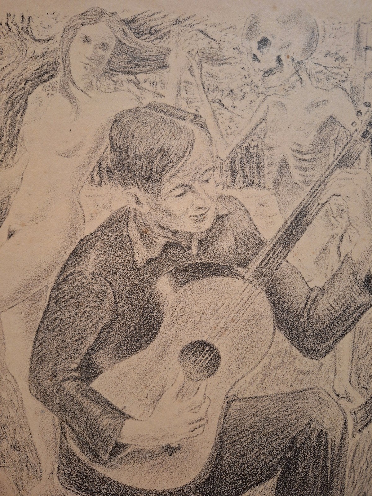 Lithografie: Dansend Naakt en Muzikant - Dick Douwes '44, Antiek en Kunst, Kunst | Litho's en Zeefdrukken, Origineel, Ophalen of Verzenden