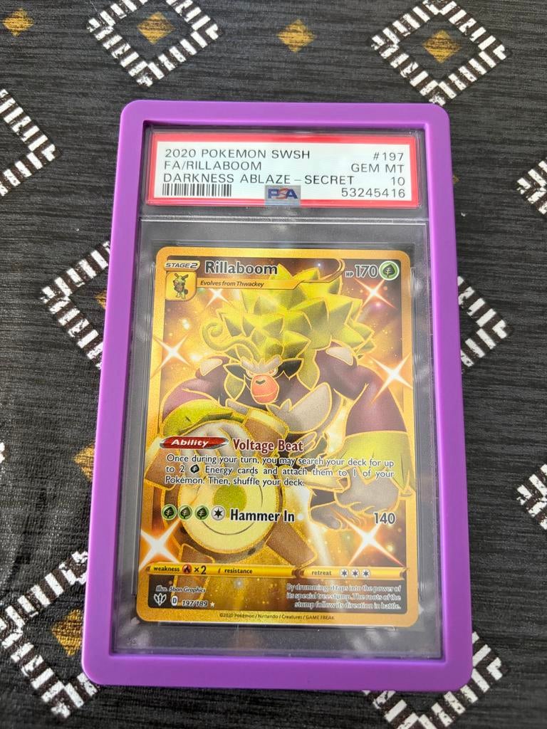 Rillaboom VMAX Secret Rare PSA 10 Pokémon Kaart, Ophalen of Verzenden, Zo goed als nieuw, Losse kaart, Foil