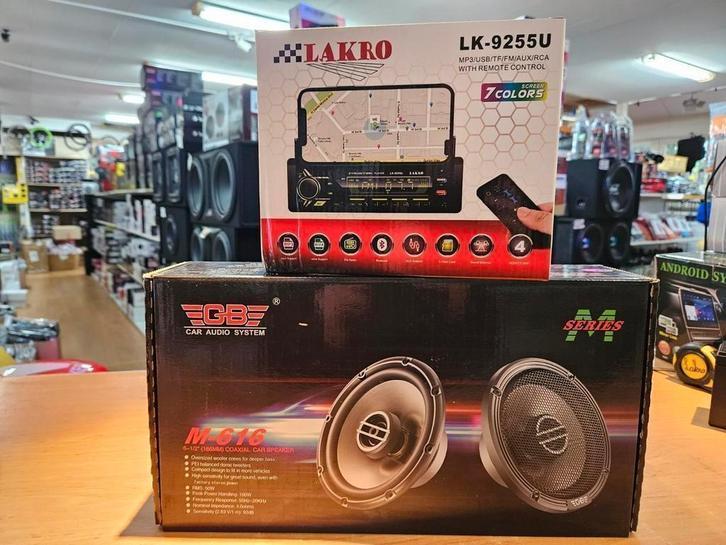 Lakro radio LK-9255U + GB 16,5CM SPEAKERS, Auto diversen, Autoradio's, Nieuw, Ophalen of Verzenden