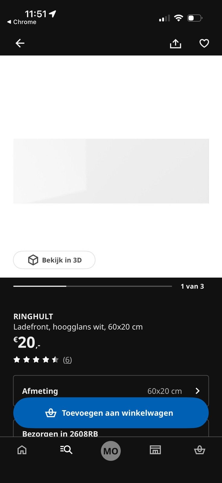 Ikea Ringhult 60x20 lade front wit hoogglans, Ophalen