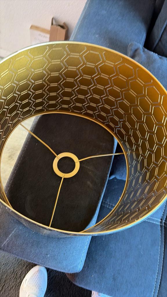 Bruin lampenkap met gouden honingraatpatroon, Gebruikt, 25 tot 50 cm, Rond, Bruin