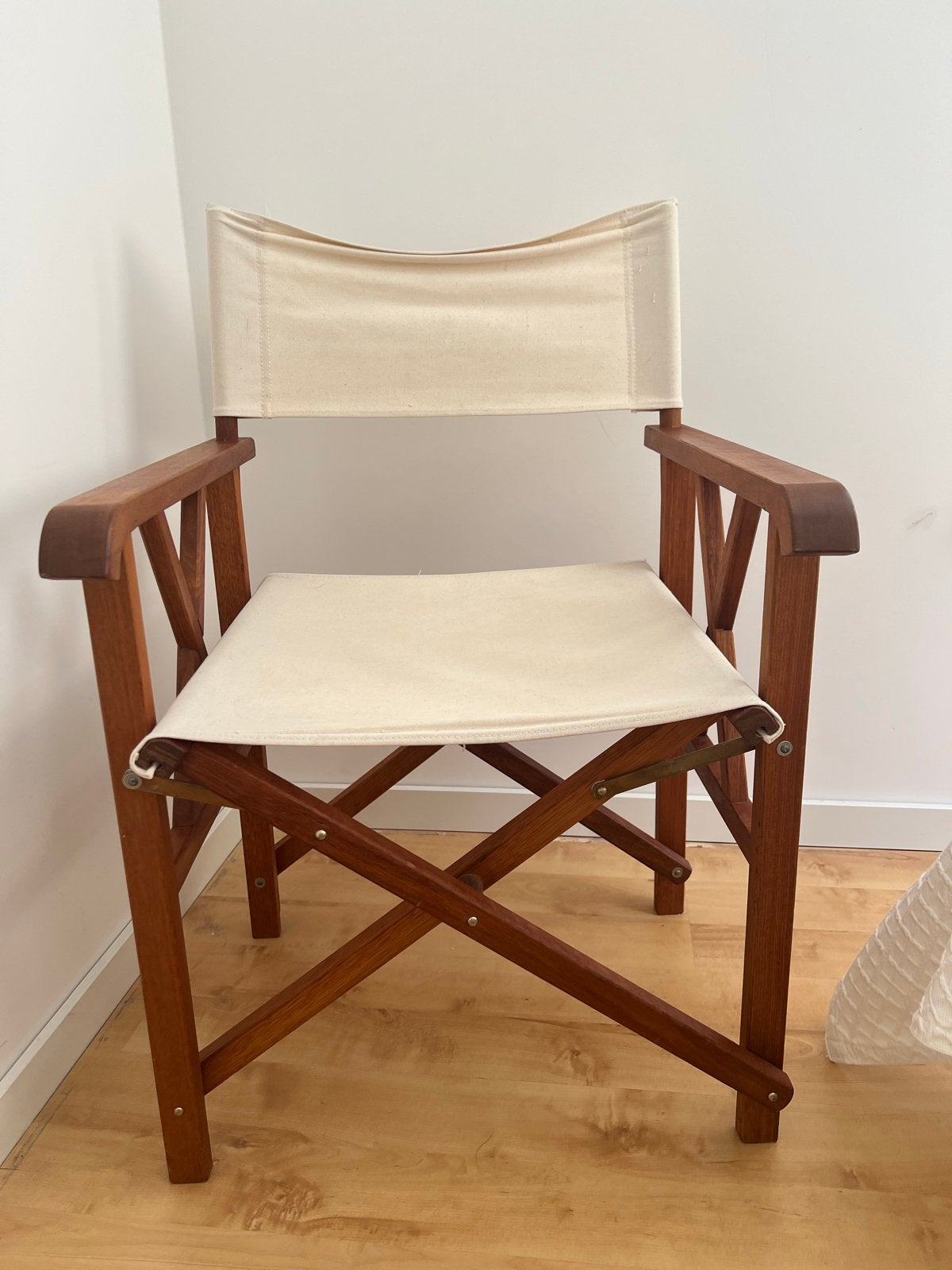 Houten Regisseursstoel met Crèmekleurig Doek, Ophalen, Gebruikt, Overige kleuren, Eén