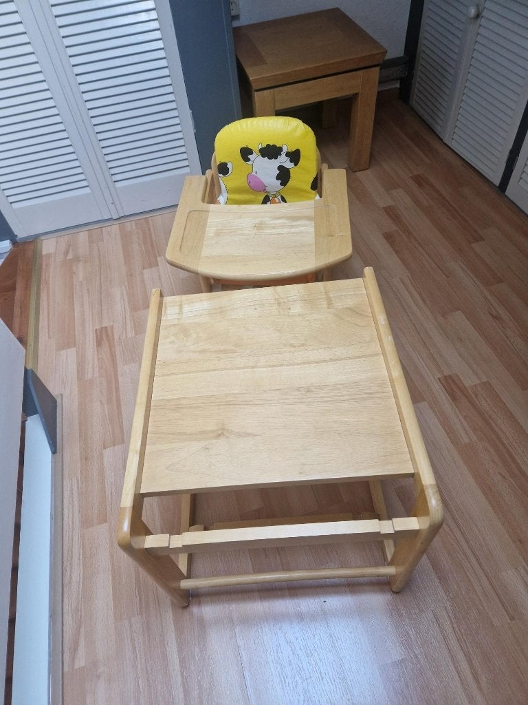 Kinderstoel met tafel - Houten meegroeistoel, Ophalen, Gebruikt, Meegroeistoel, Aanschuifbaar
