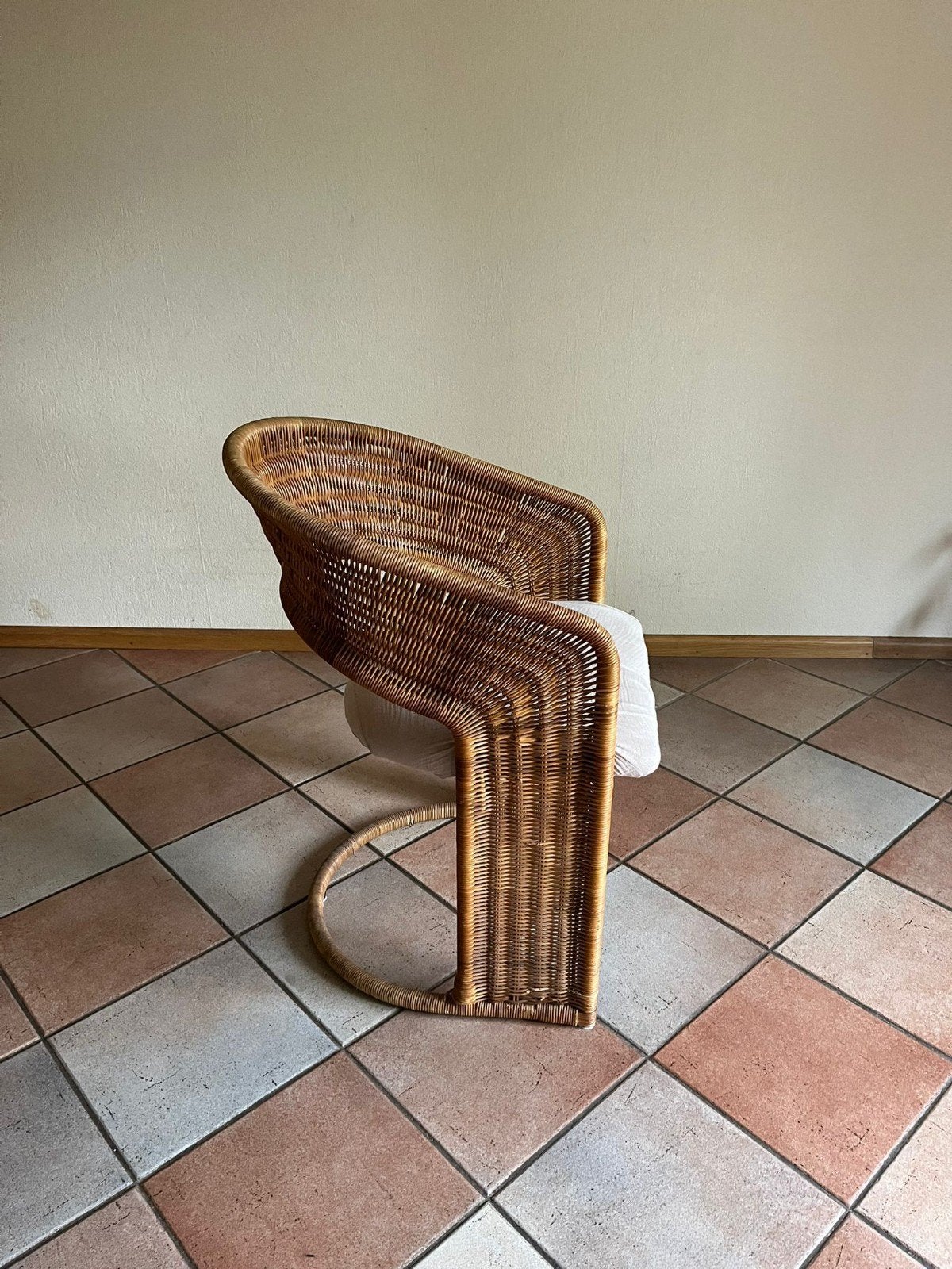 Vintage Rotan Fauteuil - Uniek Design LUIT VAN DER HELM, Ophalen, Gebruikt, Bruin, Vintage, Bohemien