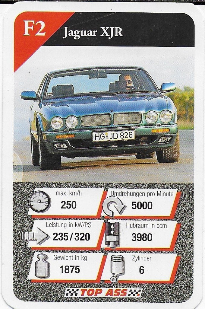 Kw576 autokaartje jaguar xjr ( f2 ), Ophalen of Verzenden, Zo goed als nieuw, Auto's