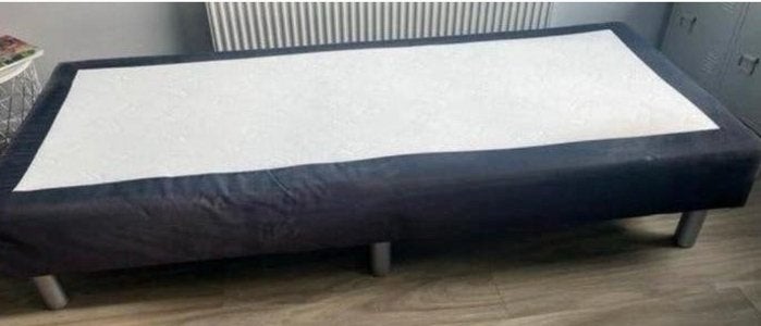 Comfortabele eenpersoons boxspring 210 lang, Ophalen, Gebruikt, 90 cm, Eenpersoons