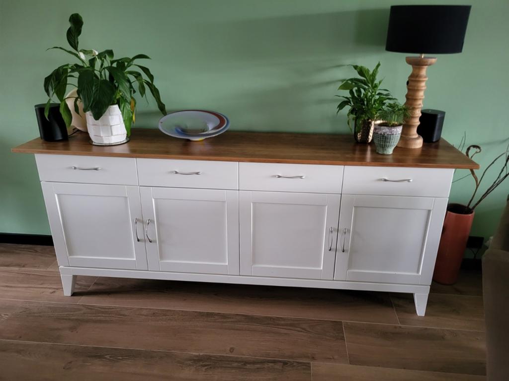 Massief kersenhouten dressoir en tafel, Huis en Inrichting, Kasten | Dressoirs, Ophalen of Verzenden, Gebruikt, 25 tot 50 cm, 50 tot 100 cm