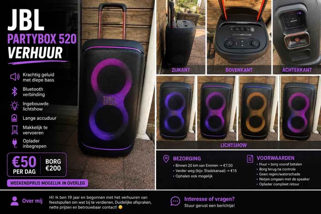 Jbl speaker te huur, Ophalen, JBL, Zo goed als nieuw, 120 watt of meer