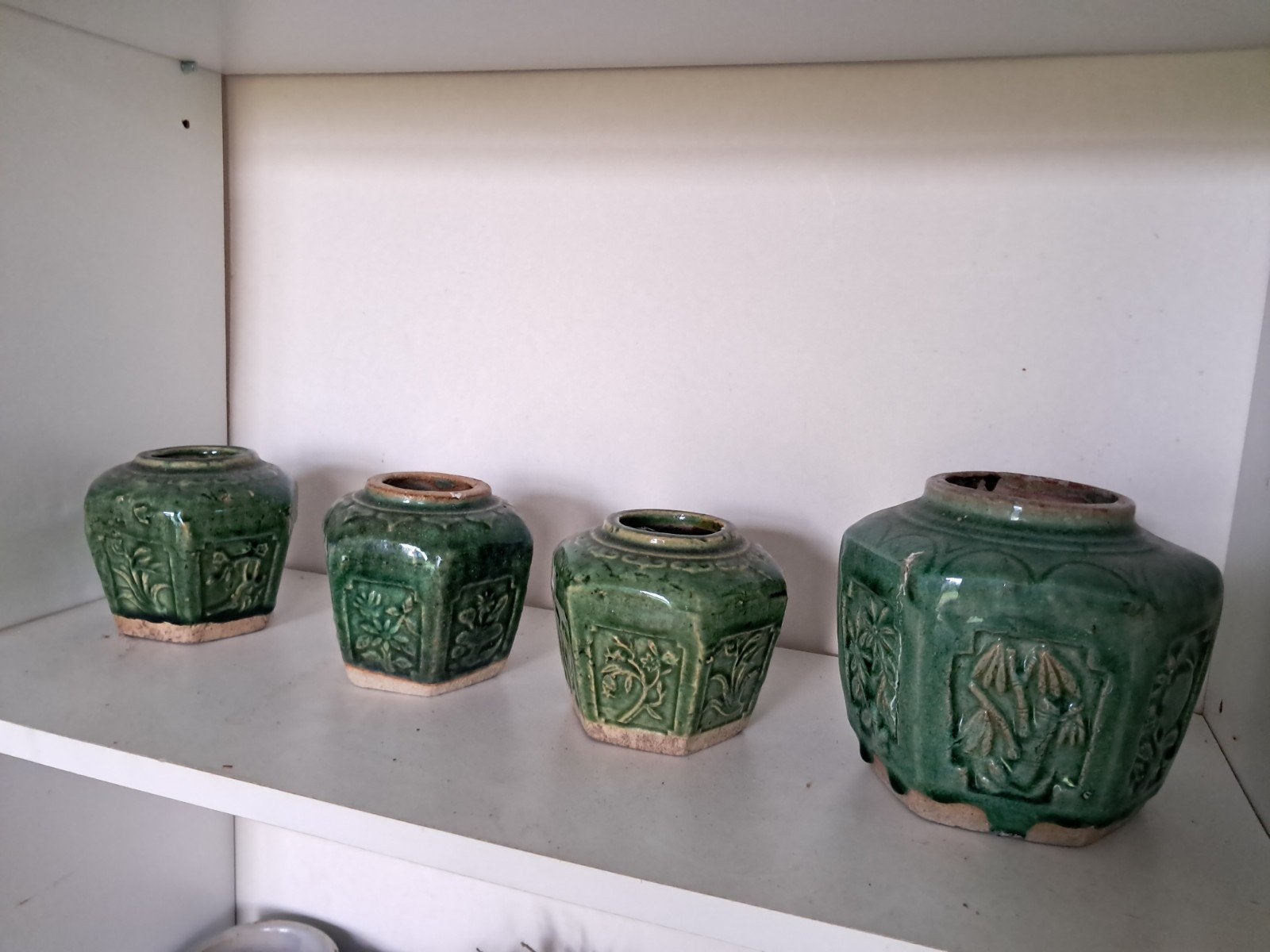 4 antieke Chinese gemberpotjes, Ophalen of Verzenden