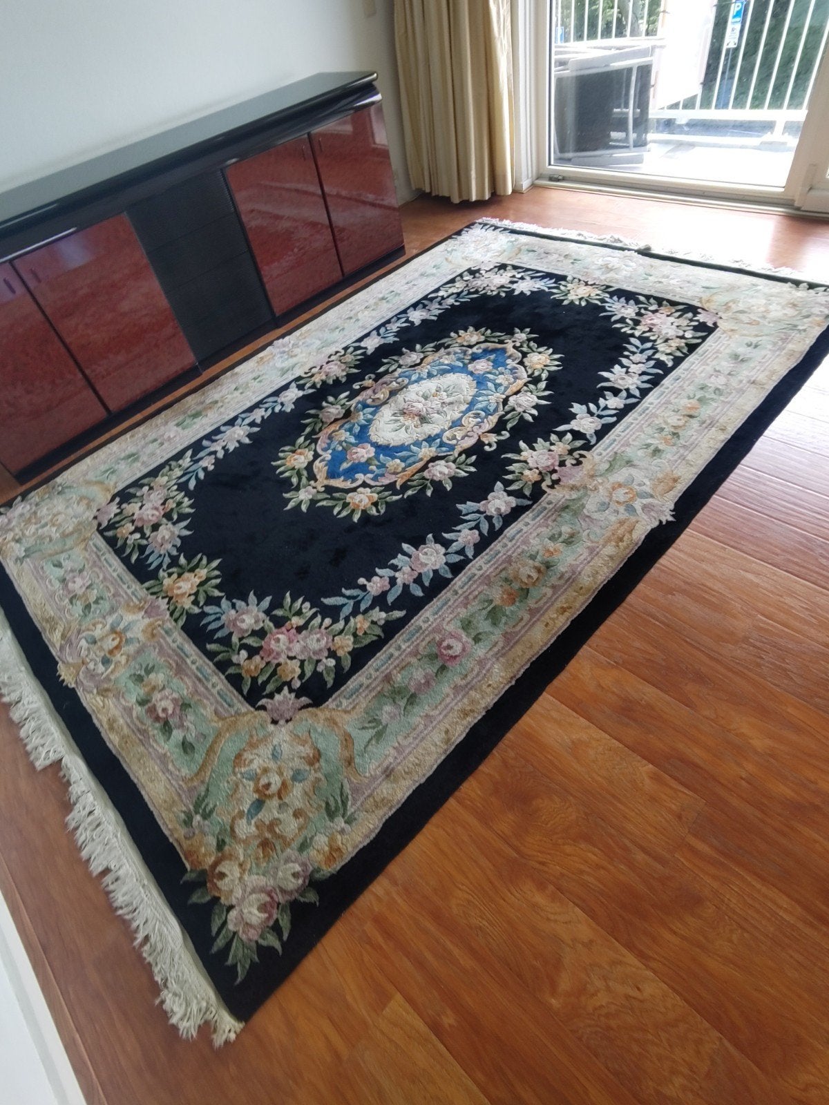 Art Deco Peking Aubusson Handgeknoopt Vloerkleed 3x4m, Ophalen, Gebruikt, Groen, 200 cm of meer