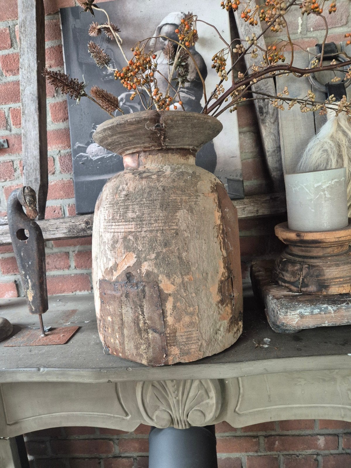 nepalese kruik groot, Ophalen of Verzenden, Gebruikt, Bruin