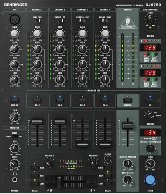 behringer djx 750  mainbord ( mag stuk zijn), Ophalen of Verzenden, Gebruikt, 5 tot 10 kanalen