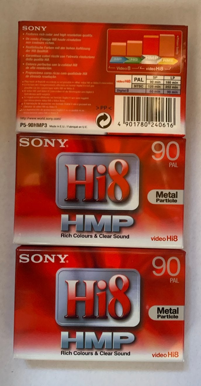 3x Sony Hi8 HMP 90 min videobanden - Nieuw in verpakking, Ophalen of Verzenden, Nieuw, Videoband