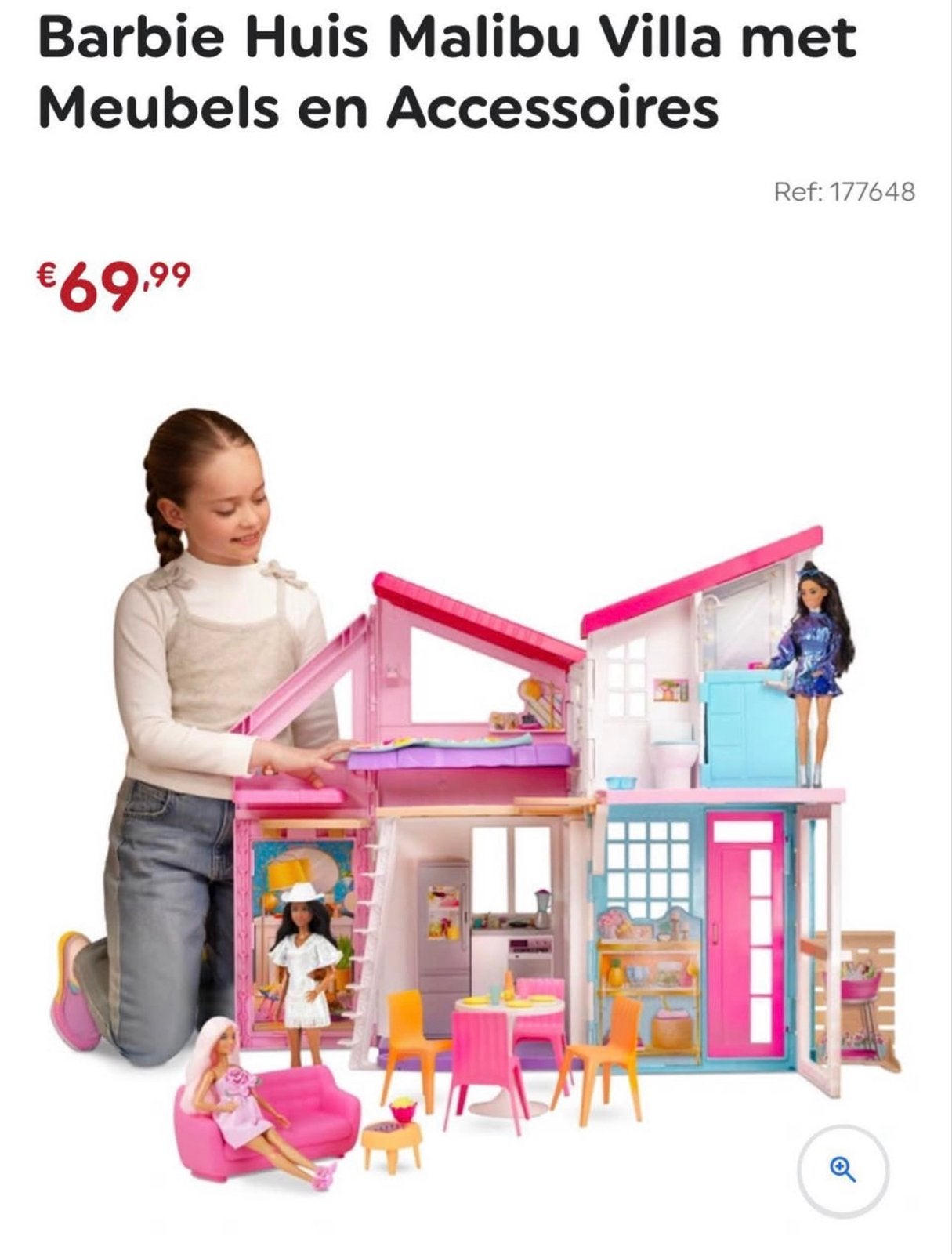 Barbie Huis Malibu Villa met Meubels en Accessoires, Ophalen of Verzenden, Zo goed als nieuw, Barbie