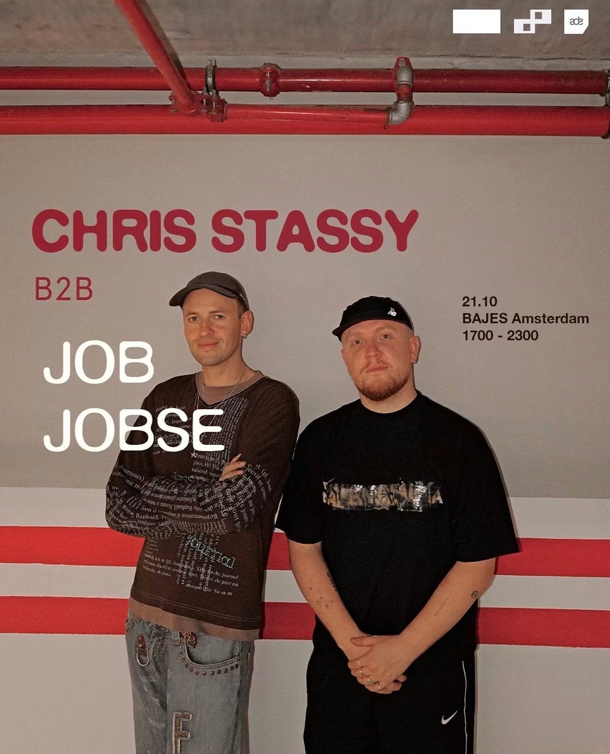 Chris Stassy B2B Job Jobs ADE @ Bajes 21 oktober 17:00-23:00, Tickets en Kaartjes, Eén persoon, Oktober