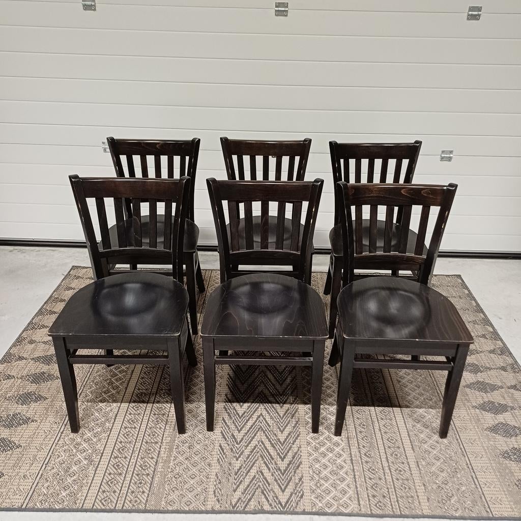 6 x houten stoelen cafestoelen mancave partij stoelen, Ophalen, Gebruikt, Bruin, Vijf, Zes of meer stoelen