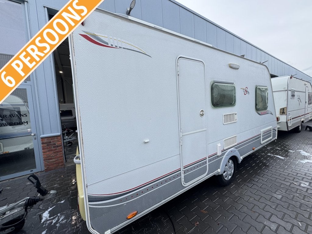 Sterckeman Starlett 470 PE / 6 persoons / voortent, Dwarsbed, Sterckeman, Bedrijf, Treinzit