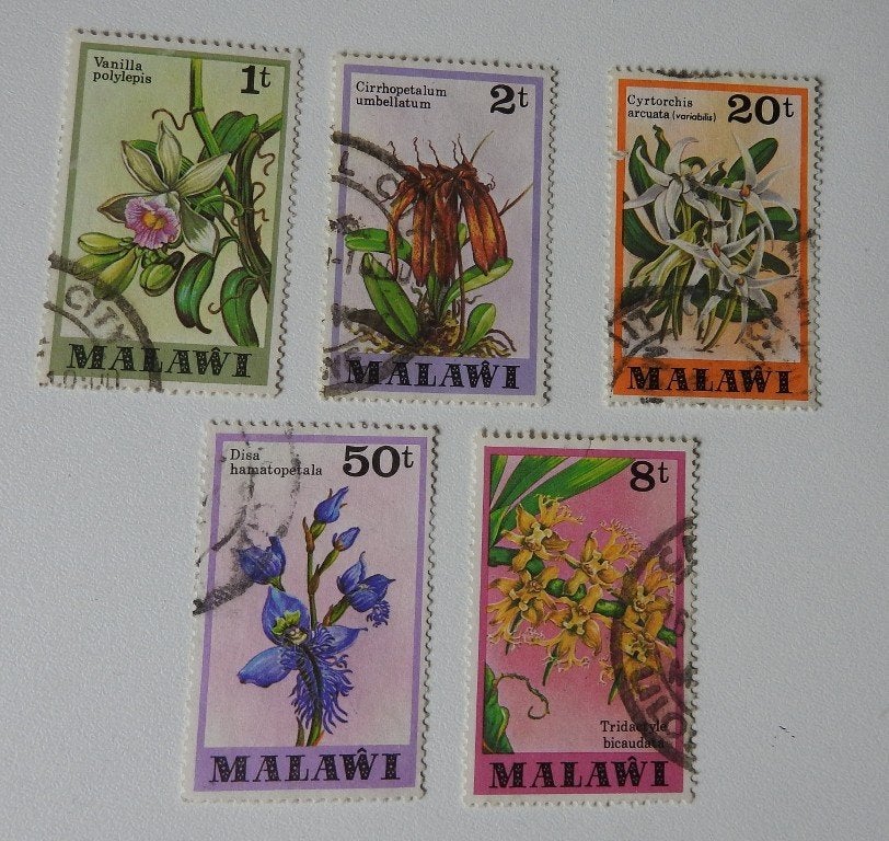 5 postzegels Malawi 1979 Thema Bloemen, Verzenden, Zuid-Afrika, Gestempeld