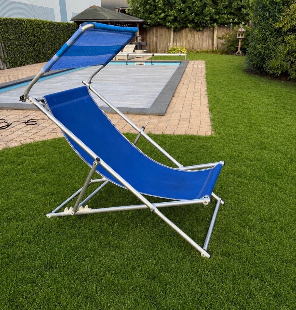 Beach Chair Capri Aluminium - Blauw, Inklapbaar & Verstelbaa, Ophalen, Gebruikt, Aluminium, Inklapbaar