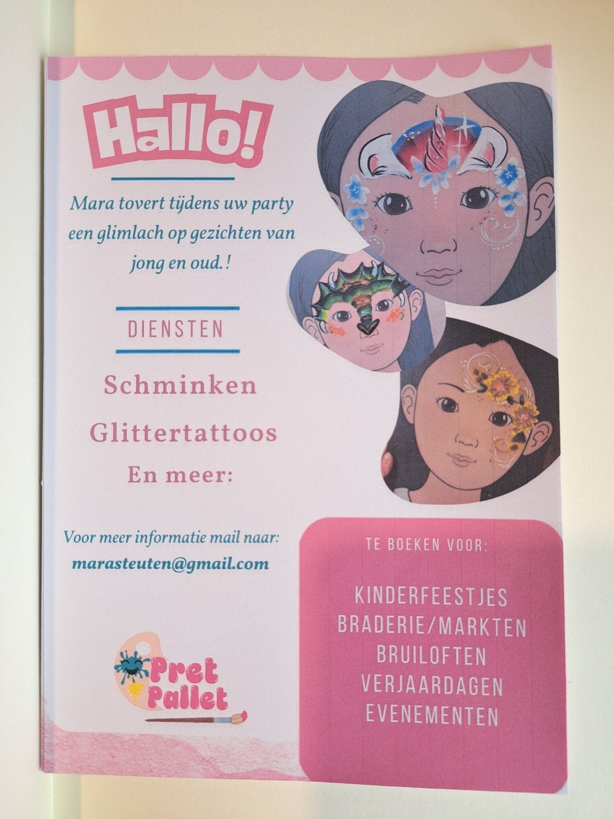 Schmink & Glitter service, Hobby en Vrije tijd, Ophalen, Schmink